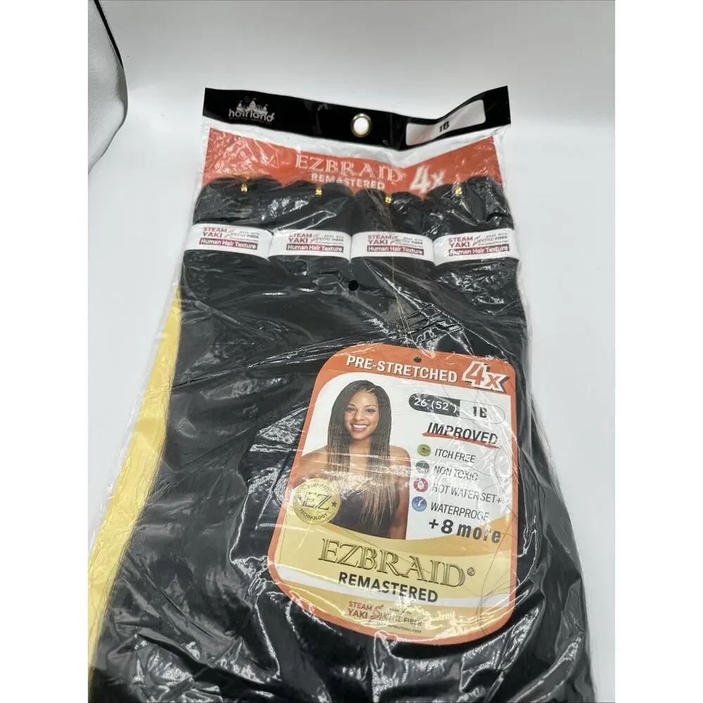 Hairland EZBRAID Remastered 4X Pre-Stretched Braiding Hair 26” Color 1B New